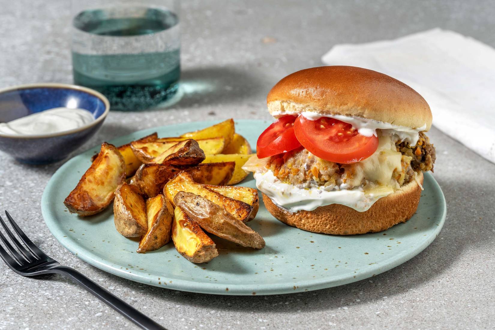 Cheeseburger mit verstecktem Gemüse
