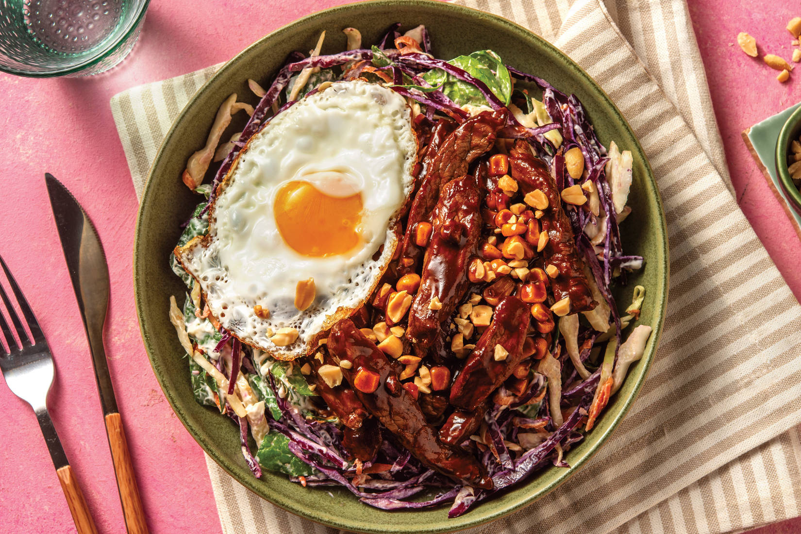 Quick Korean Beef, Corn & Slaw Bowl