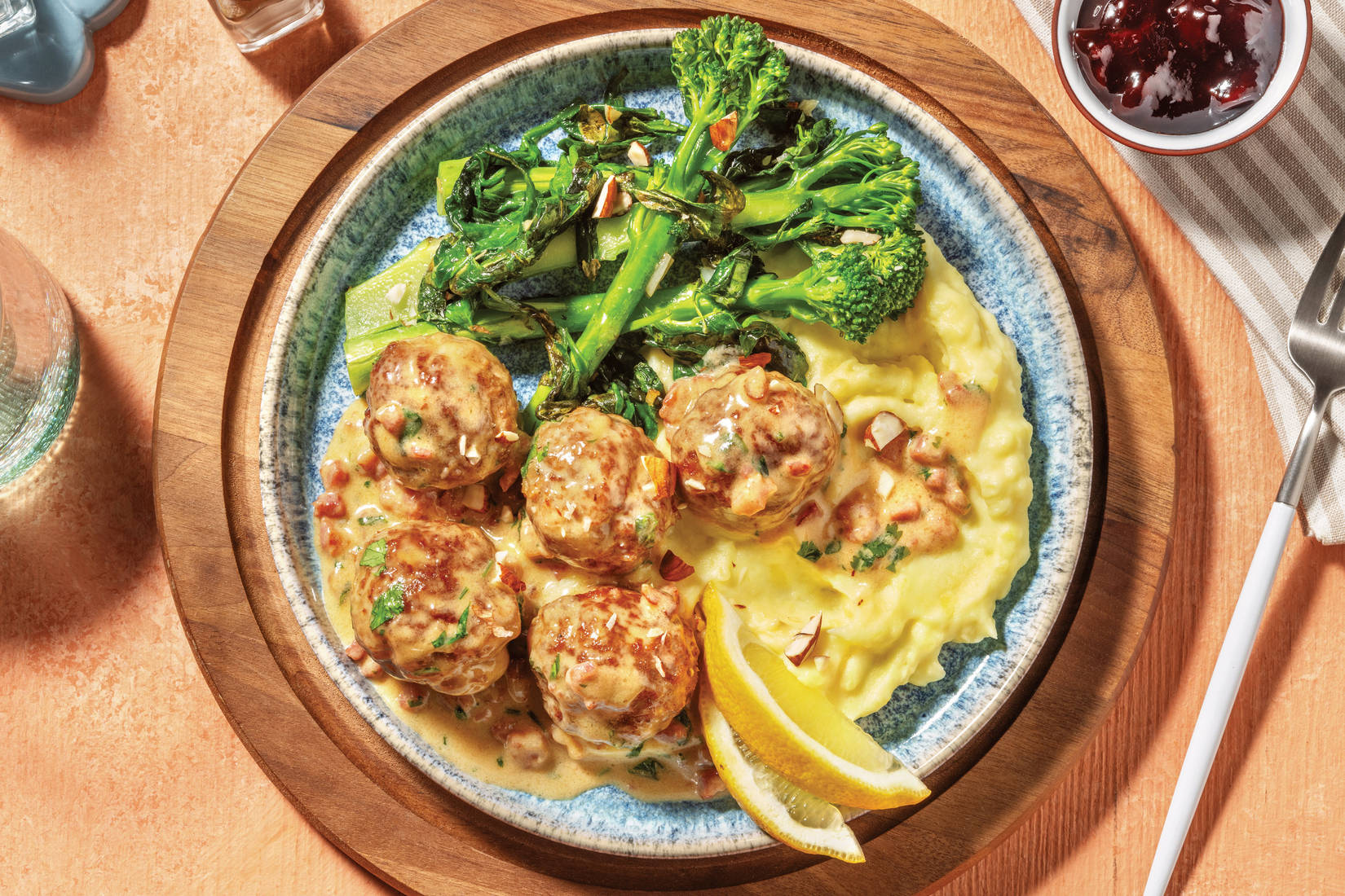 Swedish Pork Meatballs & Bacon-Parsley Sauce