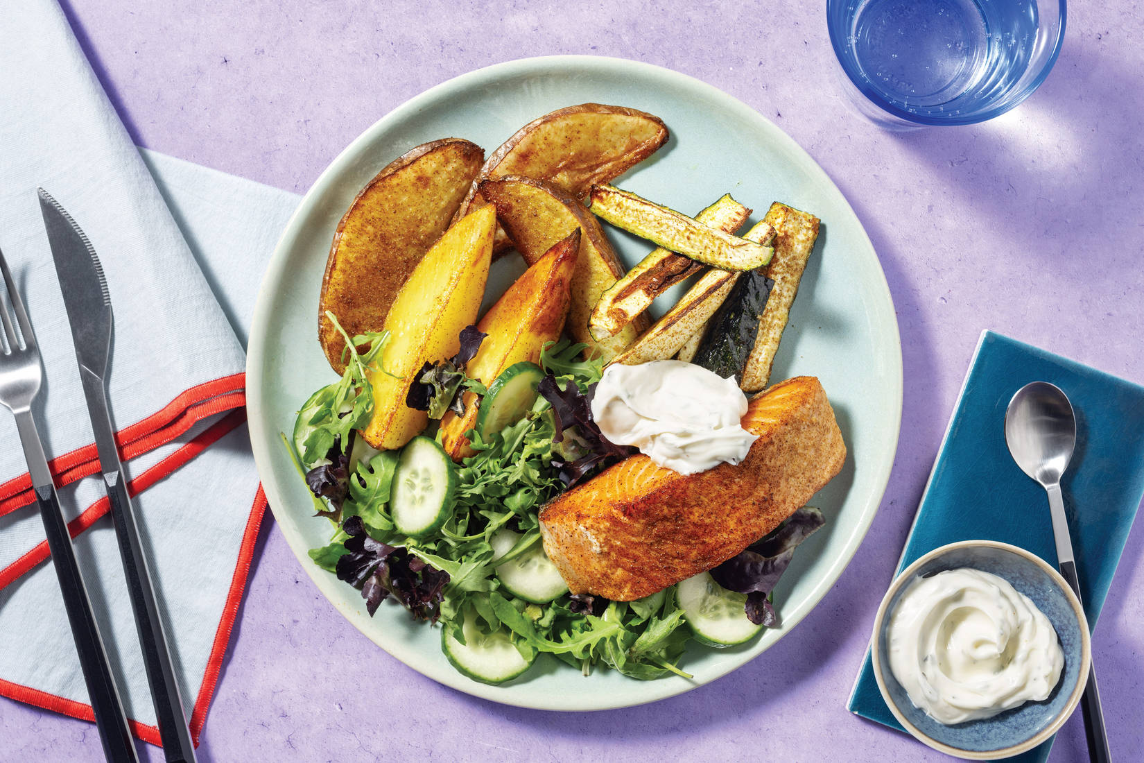 Easy Aussie Seared Salmon & Dill-Parsley Mayo