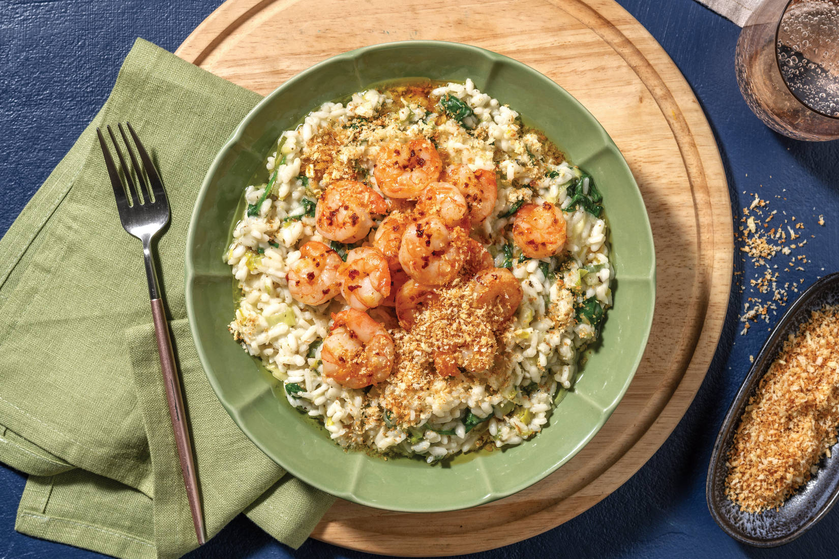 Chilli Butter Prawns & Baked Leek Risotto
