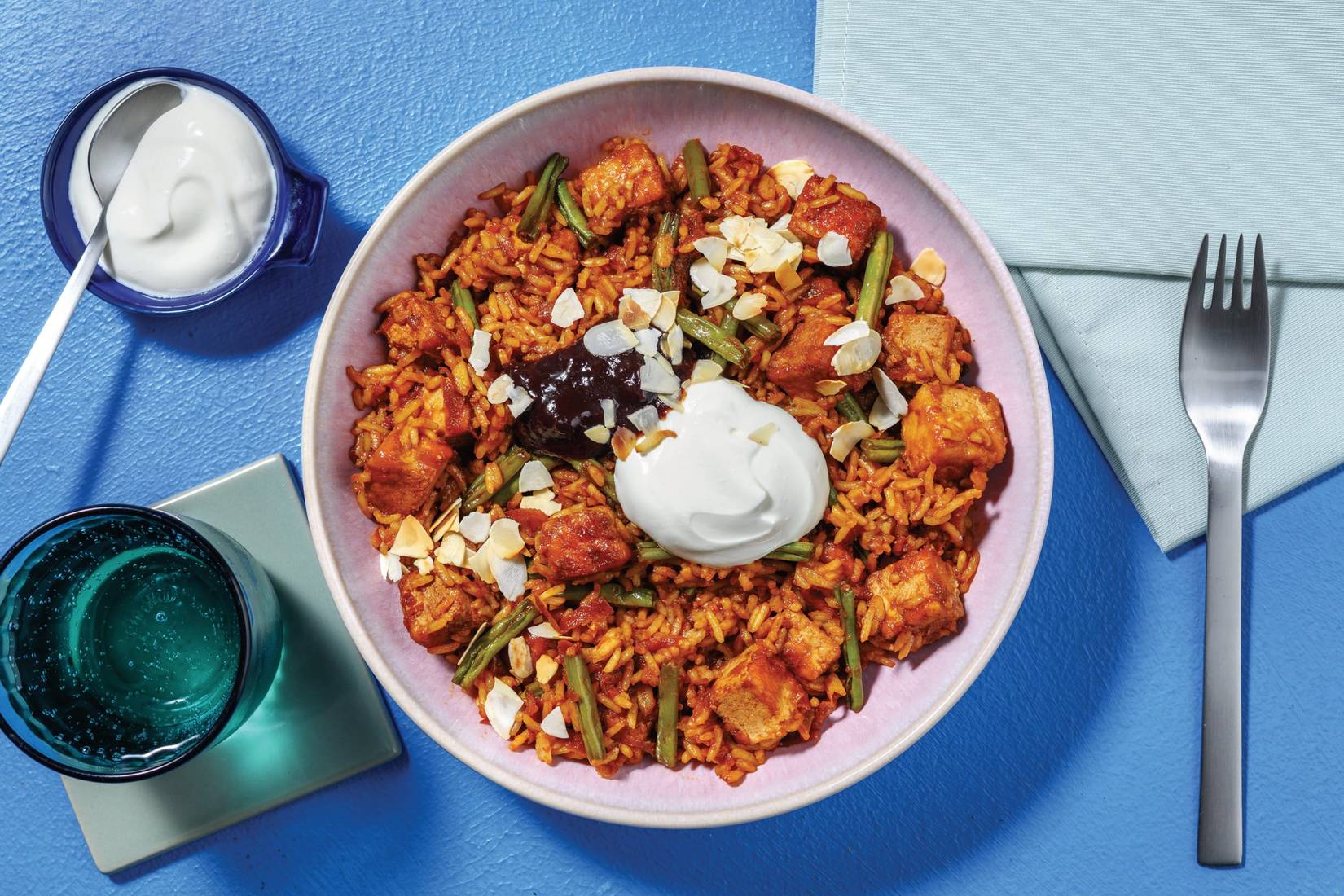 One-Pot Indian Tofu, Chicken & Veggie Biryani