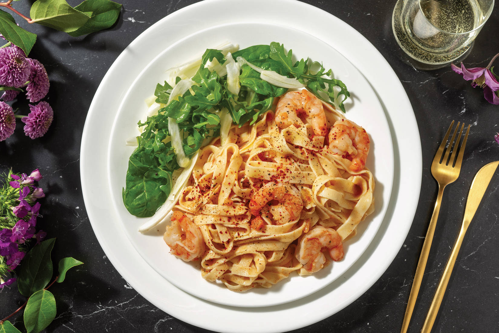 Creamy Prawn Cutlet Fettuccine Alfredo