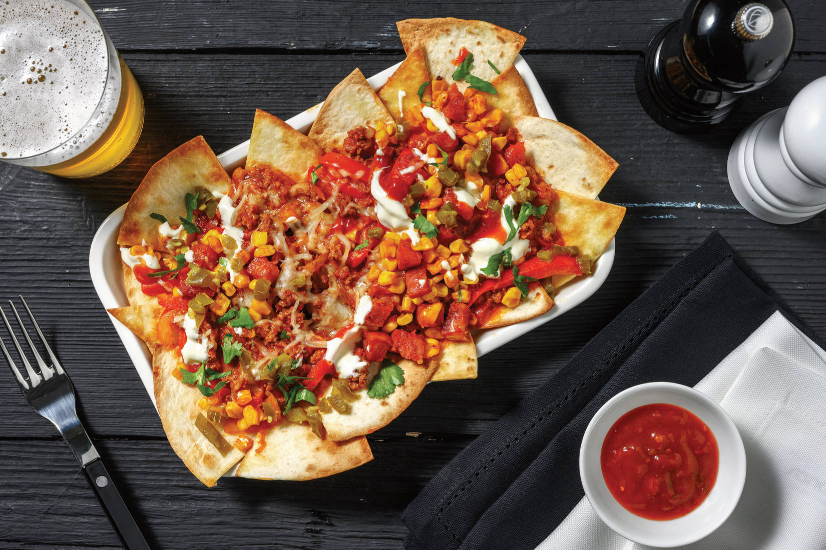 Loaded Cheesy Beef & Chorizo Nachos