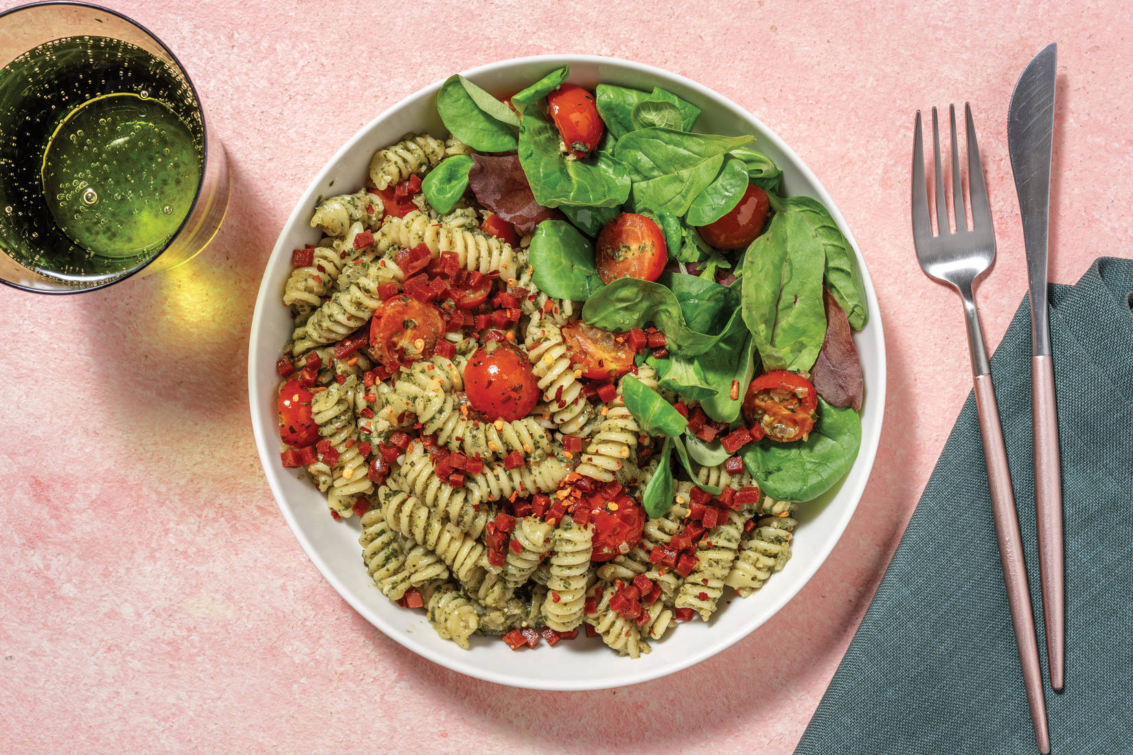 Plant-Based Pesto Fusilli & Double Crispy Bac'n