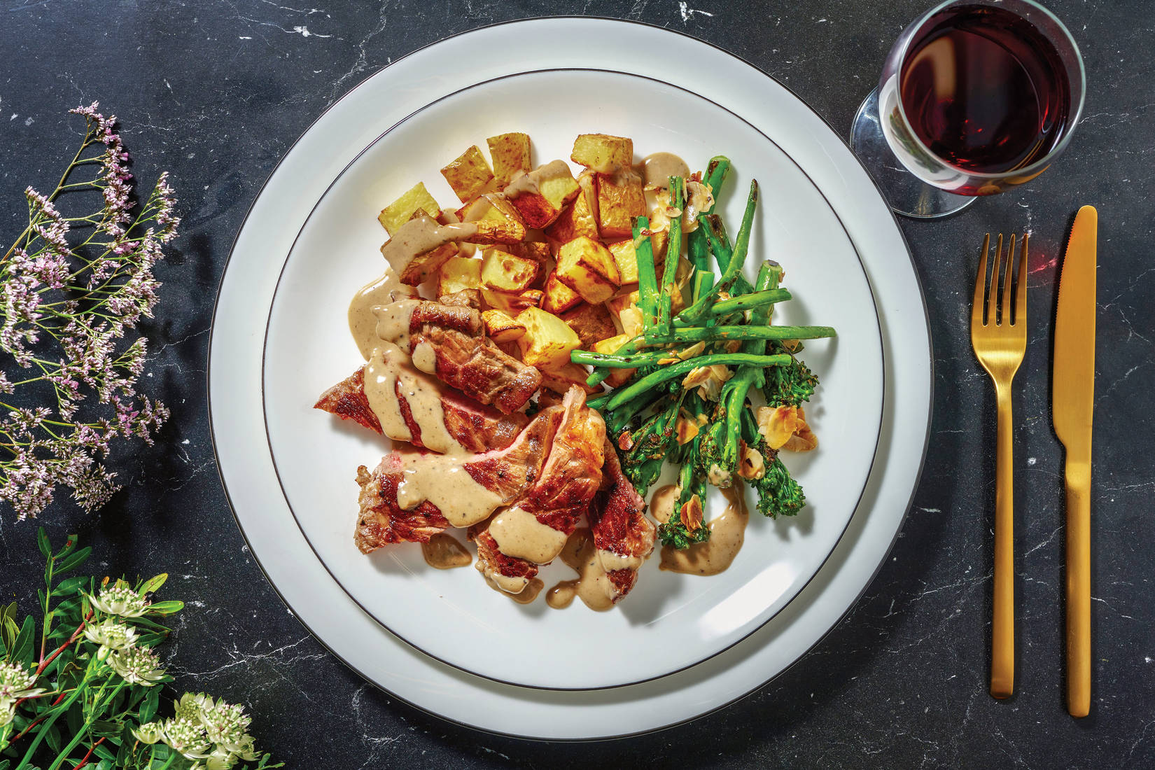 Venison Steak & Peppercorn Sauce