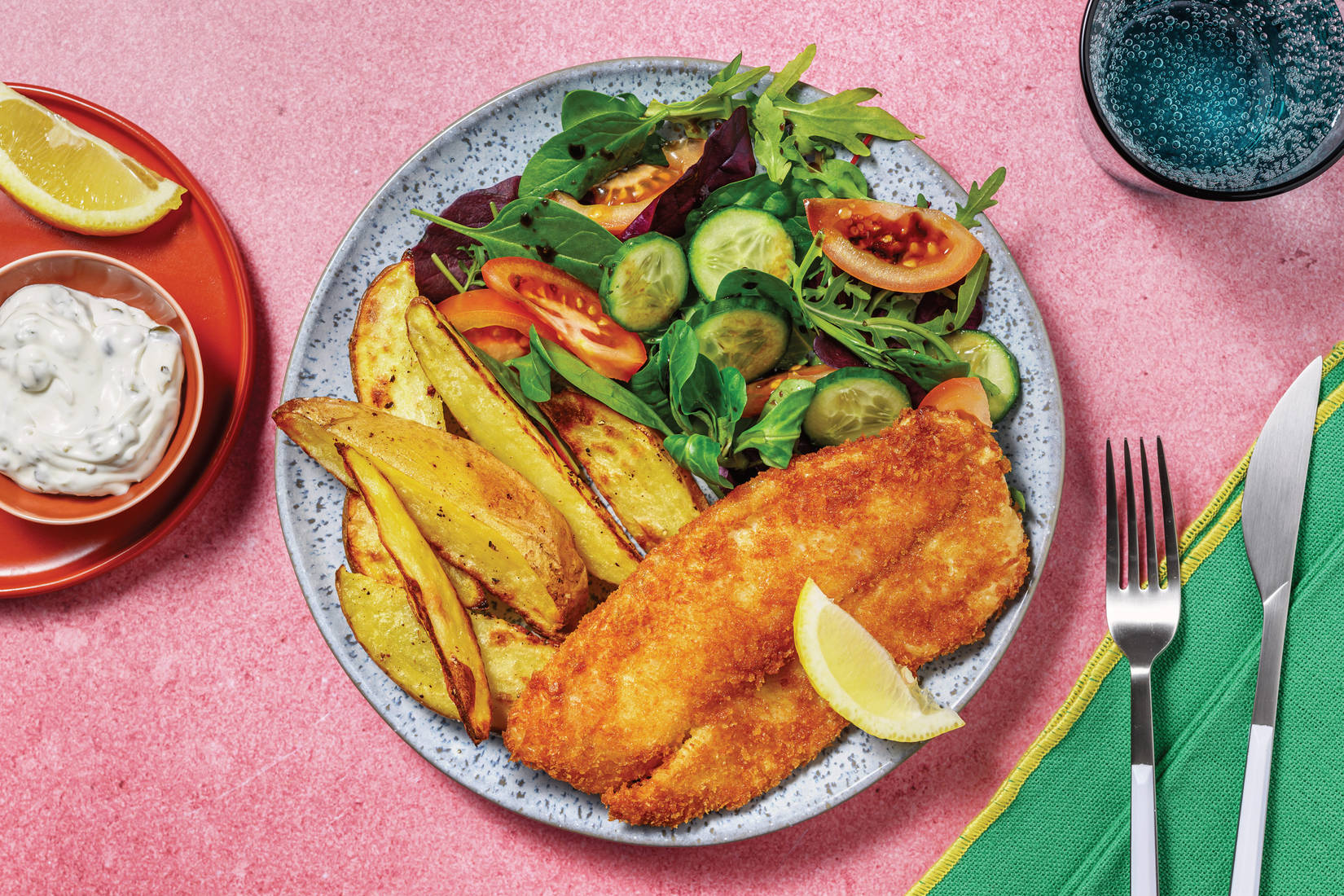 Double Easy Crumbed Basa & Crispy Wedges