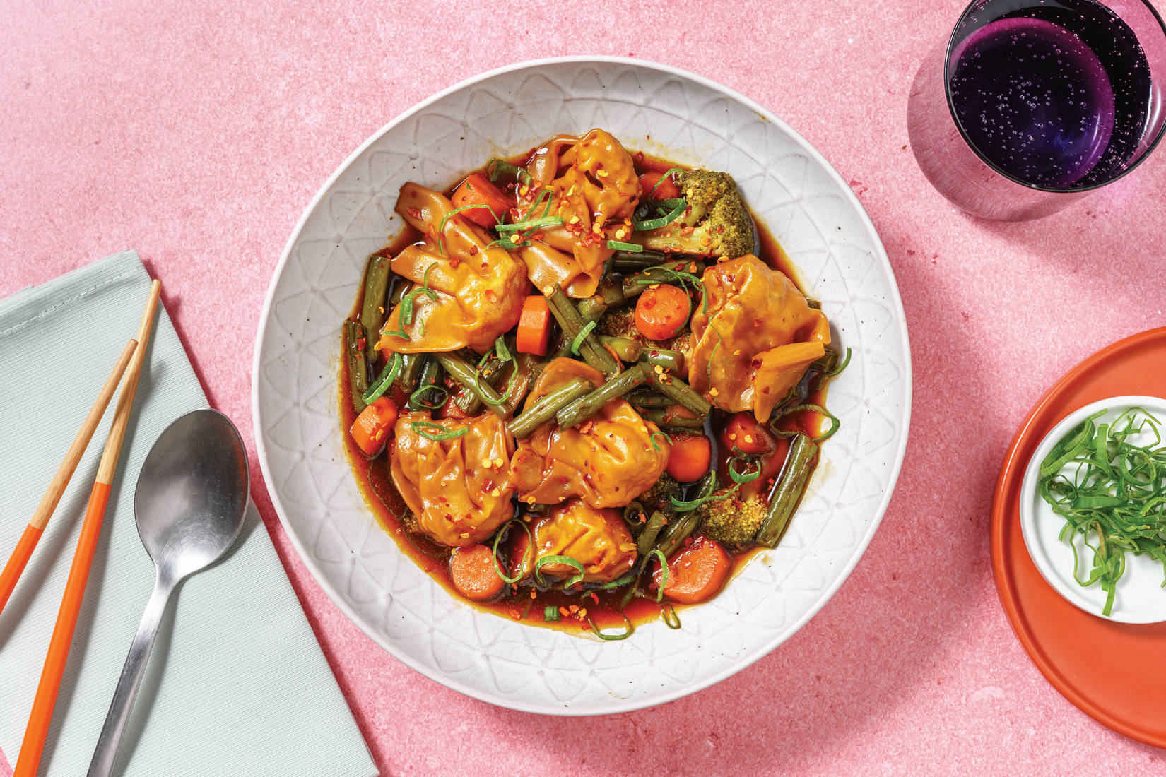 Chinese-Spiced Prawn Wonton & Veggie Soup