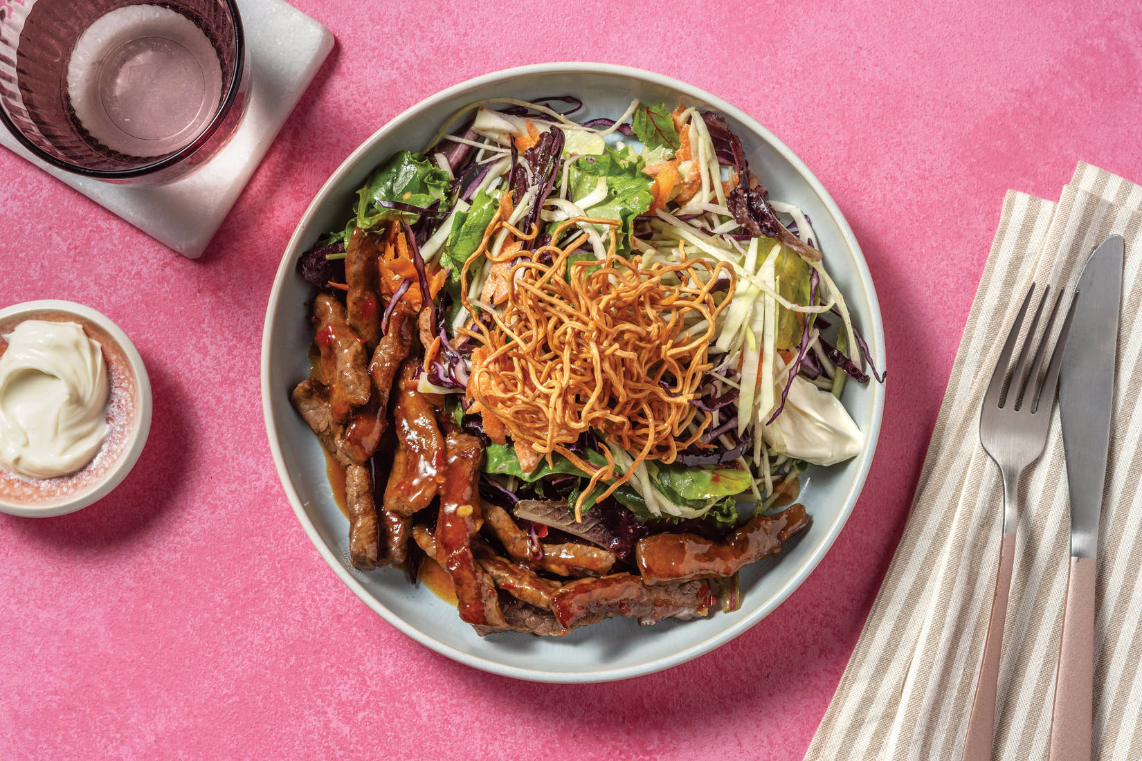 Quick Asian-Style Beef & Rainbow Slaw