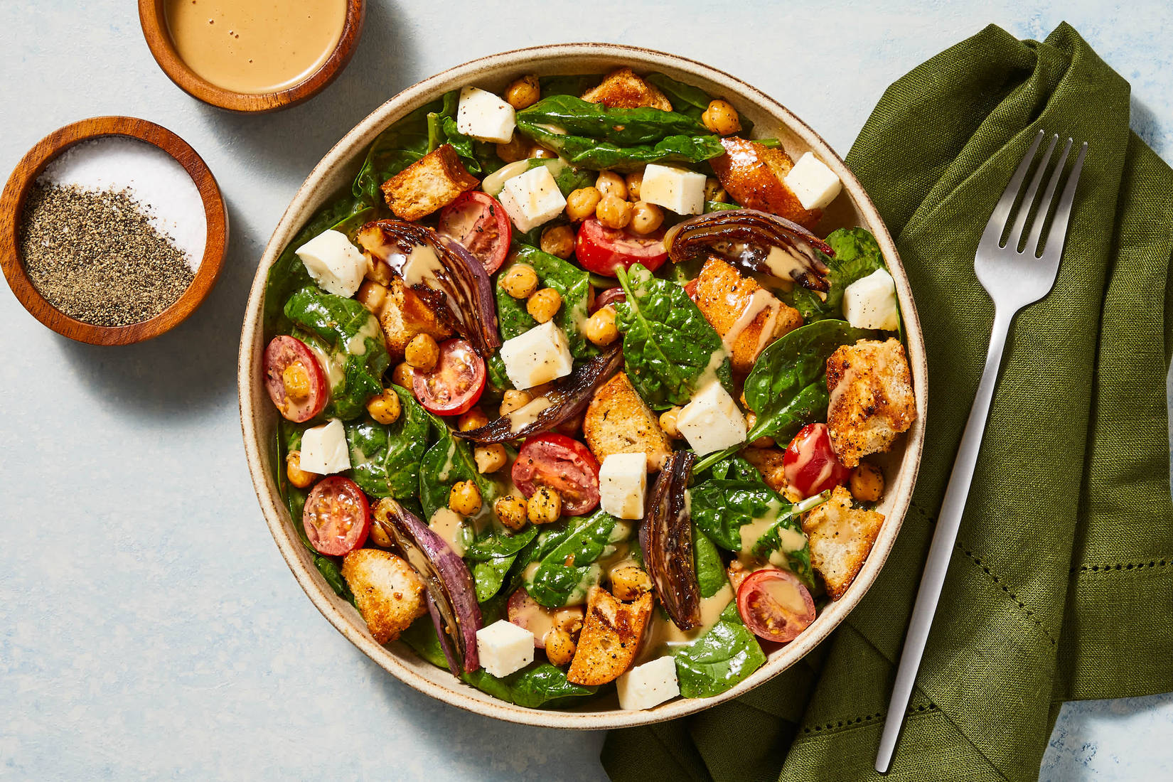 Salmon & Spinach Caprese Salad