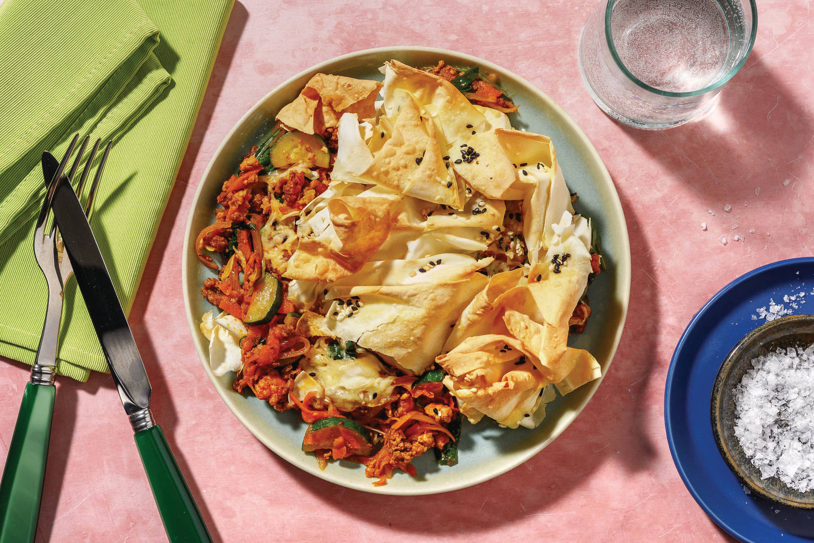 Easy Cheesy BBQ Beef, Pork & Bacon Filo Pie