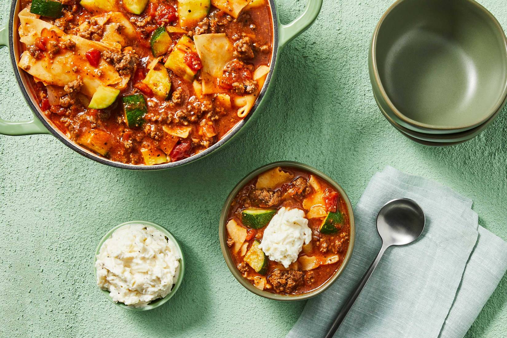 Big Batch Beefy Lasagna Soup