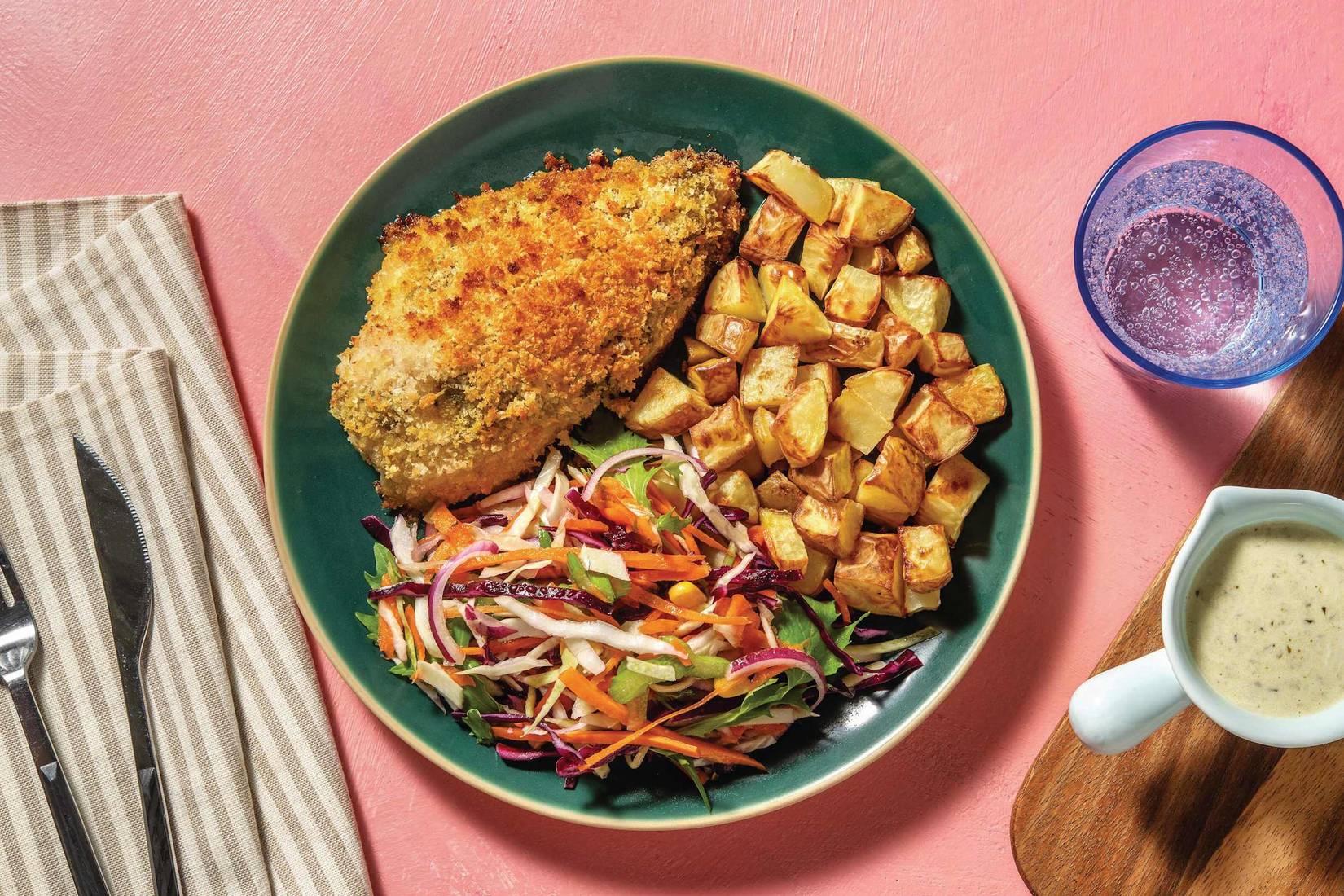 HelloHero: Pesto-Crusted Chicken & Rainbow Salad