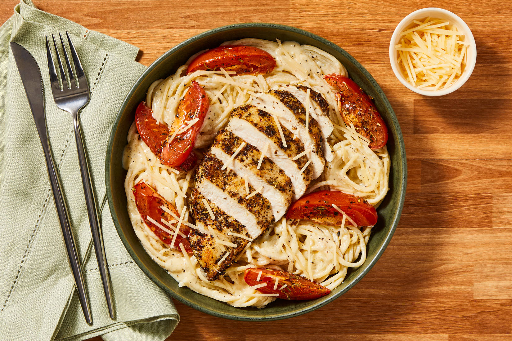 Chicken Over Garlic Parmesan Spaghetti