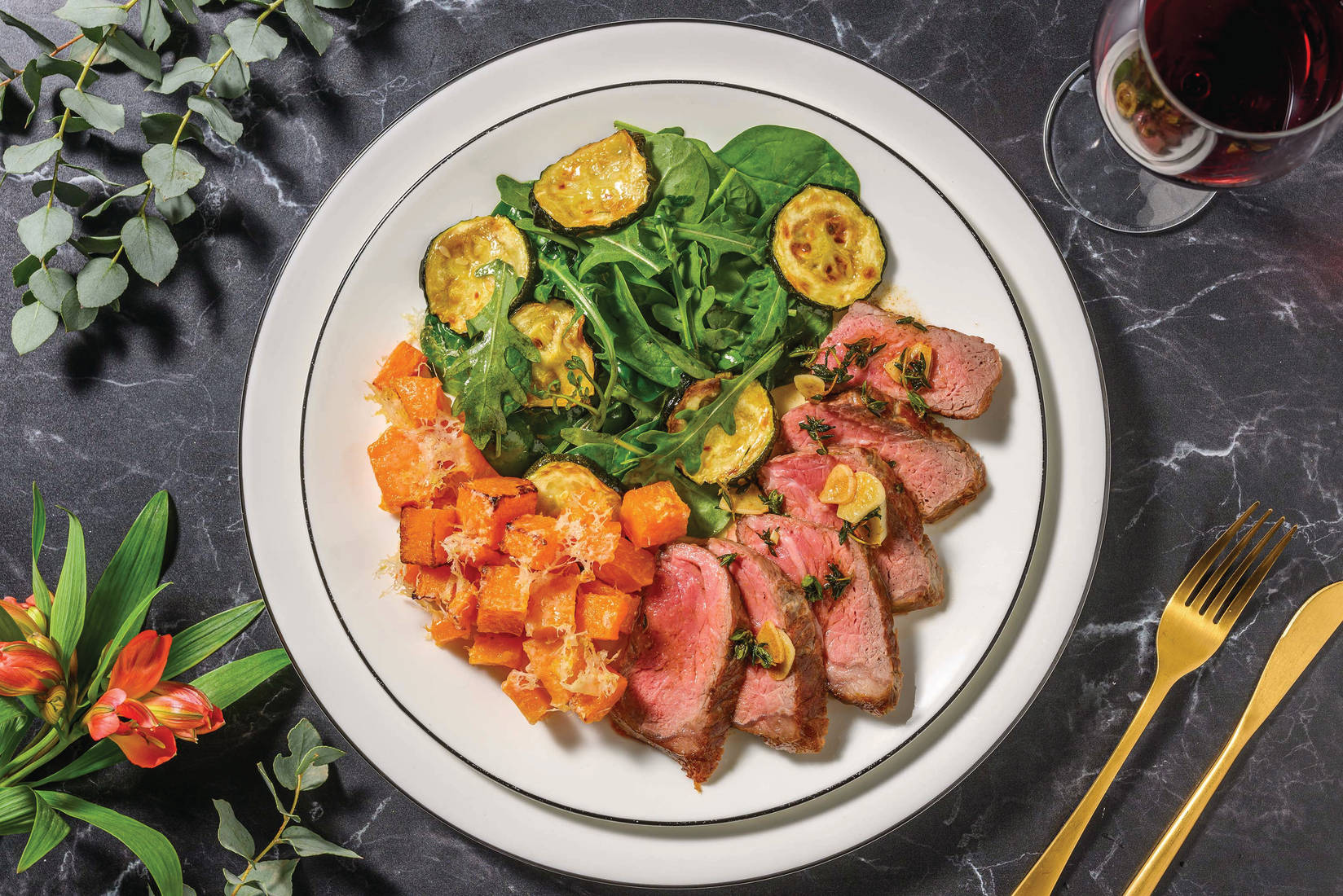 Porterhouse Steak & Cheesy Roast Pumpkin