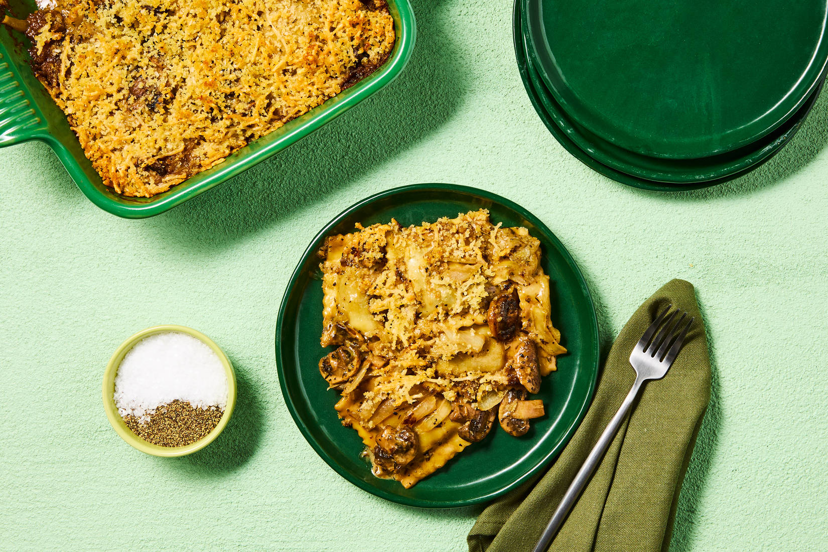 Creamy Mushroom Ravioli Gratin Bake