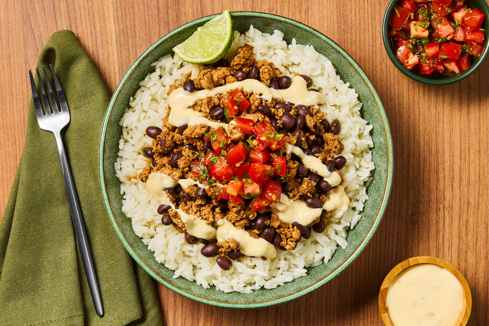 Turkey & Black Bean Queso Bowls