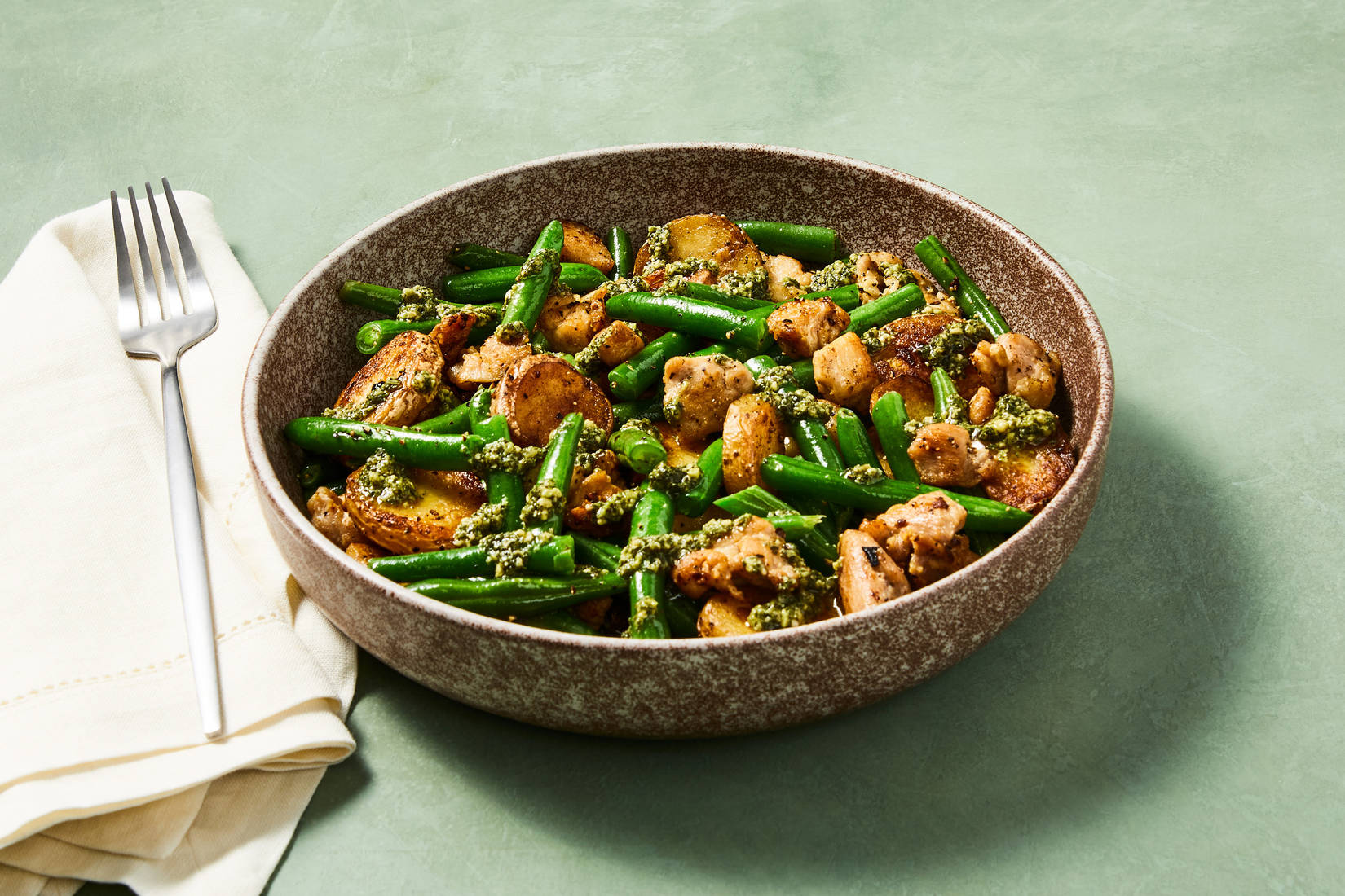 No Chop Pesto Chicken & Potato Skillet