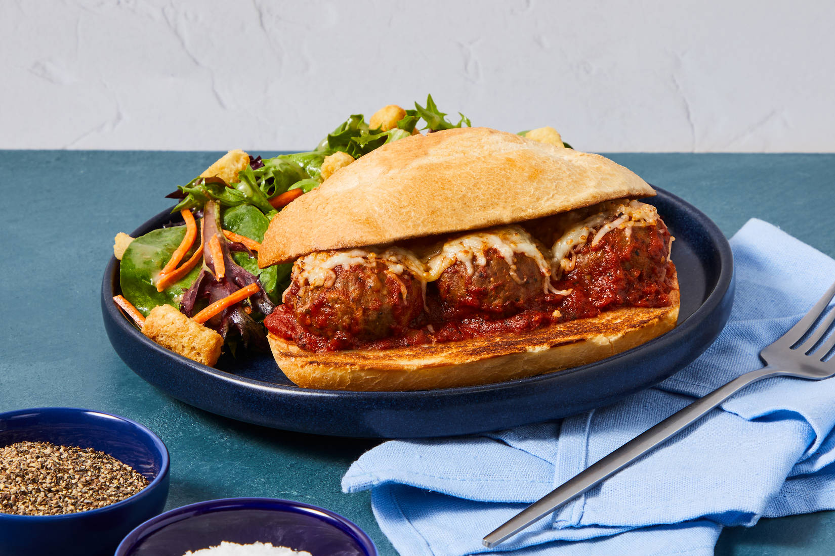 One-Pan Saucy Beef Meatball Subs
