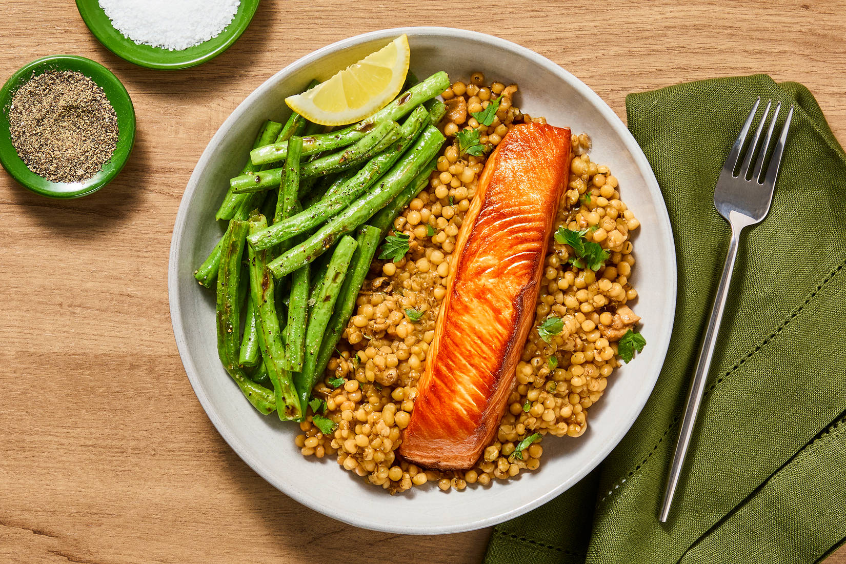 Lemony Herbed Salmon & Couscous Skillet