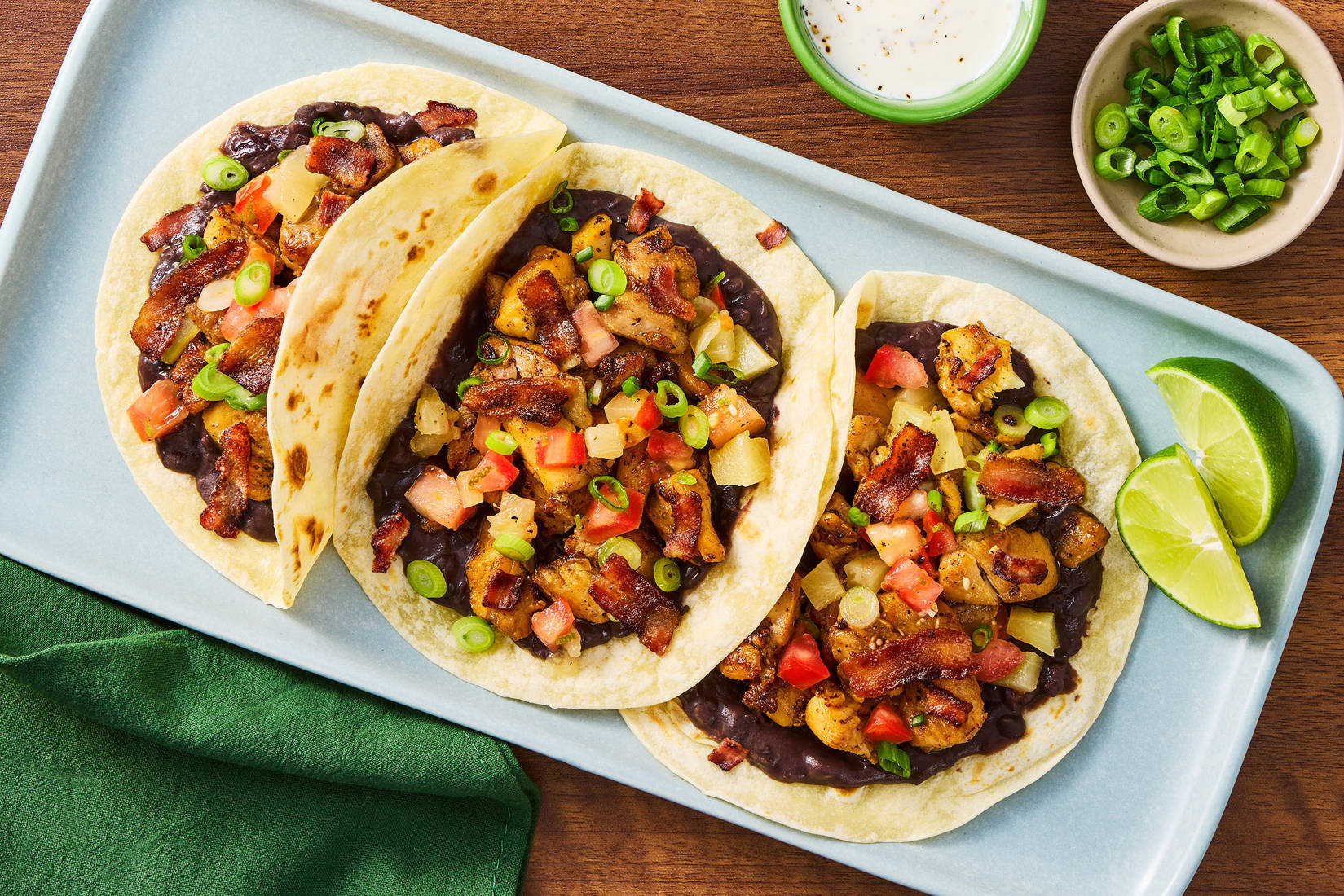 Cuban-Spiced Chicken, Bacon & Black Bean Tacos