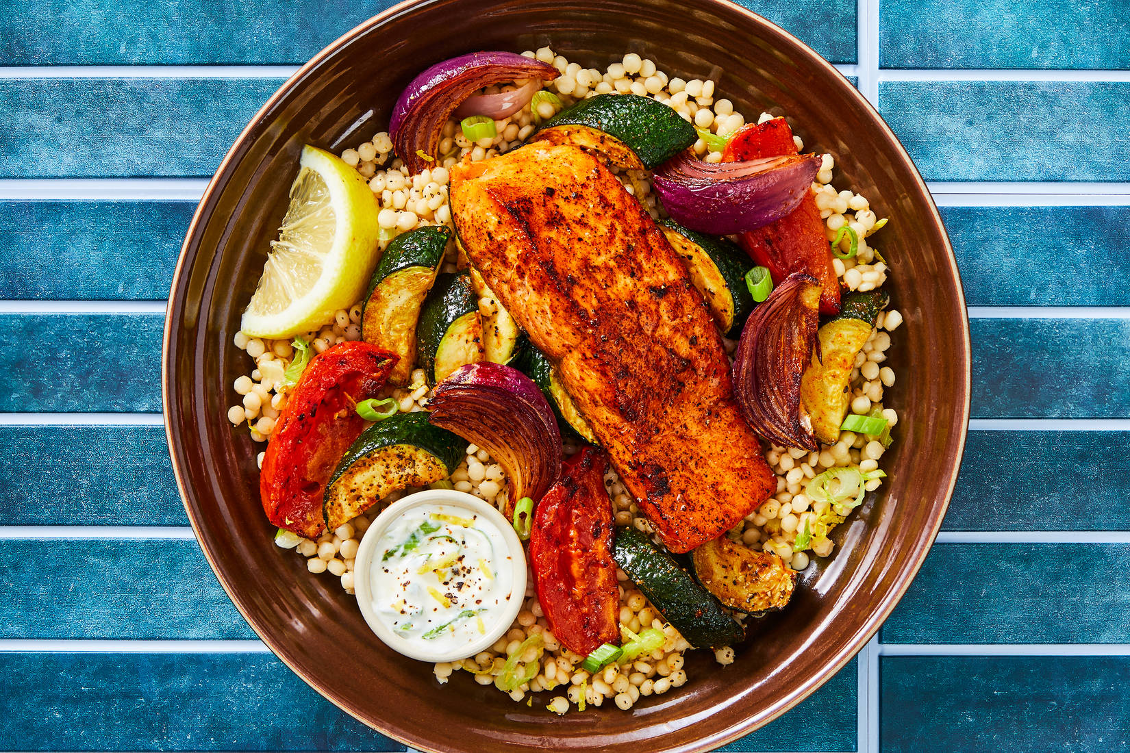 Seared Salmon with Lemon Yogurt Sauce