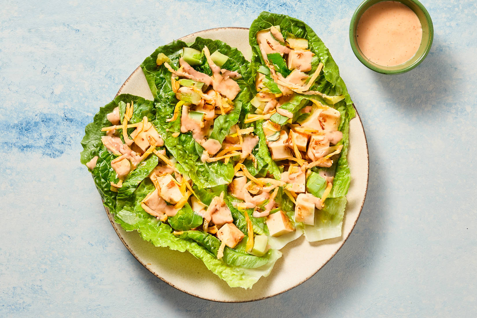 Tofu Cheeseburger Lettuce Wraps