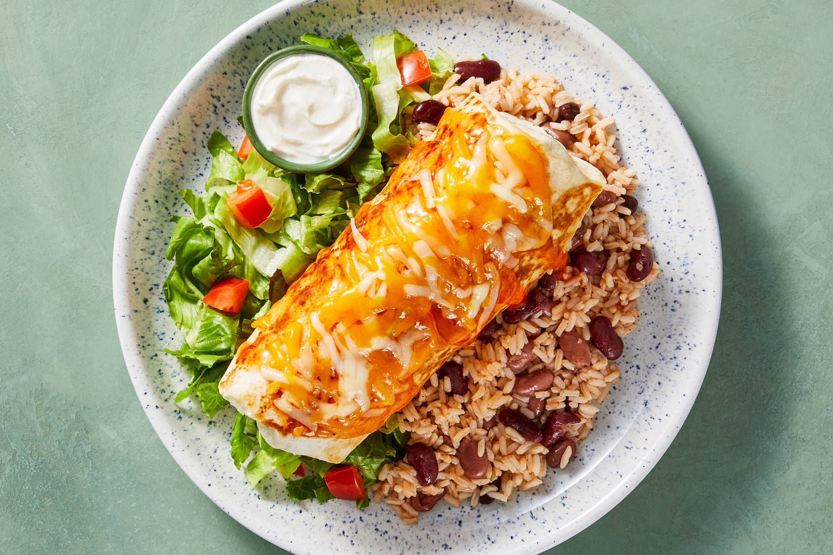 Smothered Three-Bean & Beef Burritos