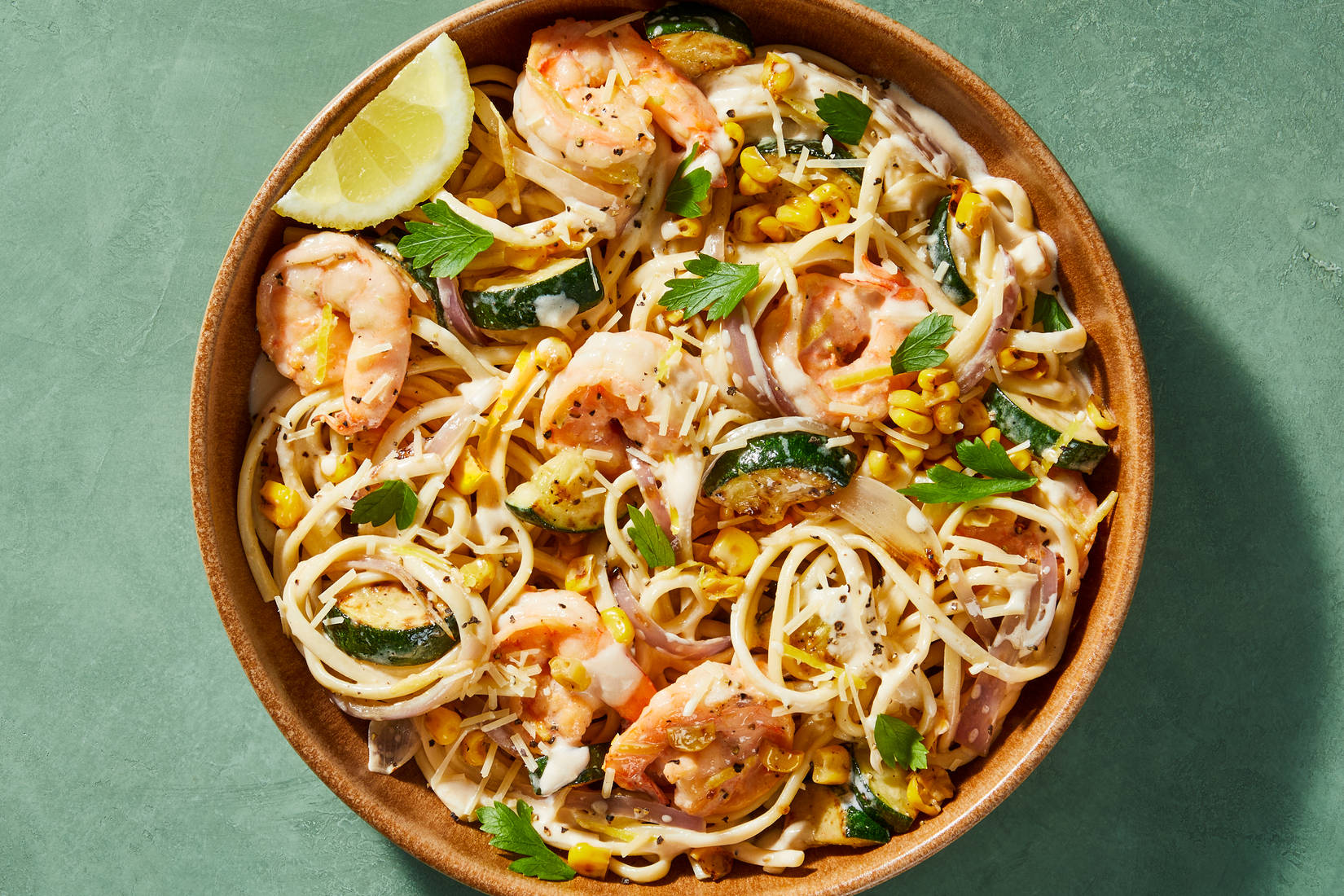Creamy Lemon-Garlic Shrimp Linguine