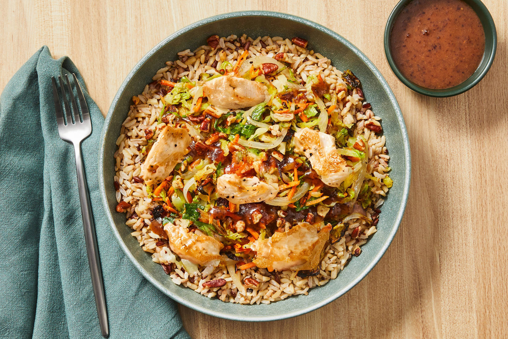 Chicken & Warm Brussels Sprout Grain Bowls