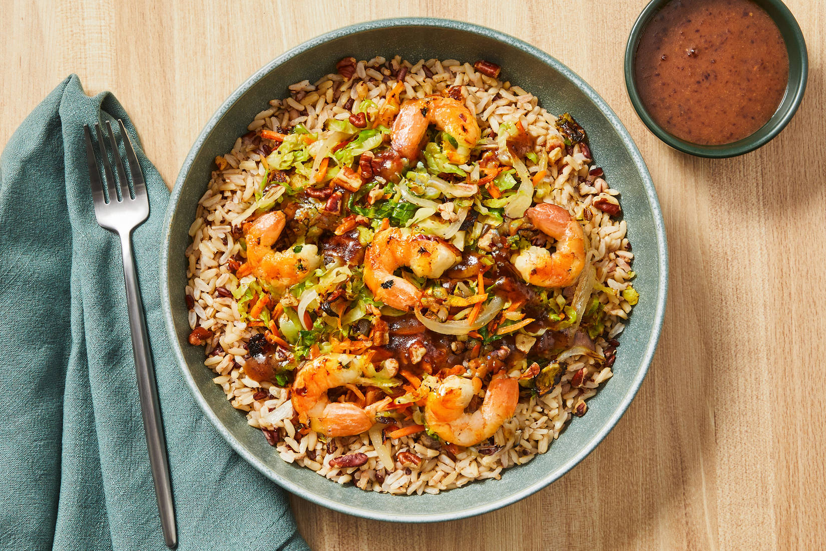 Shrimp & Warm Brussels Sprout Grain Bowls