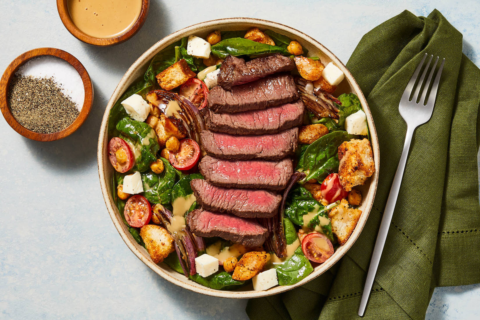 Steak & Spinach Caprese Salad