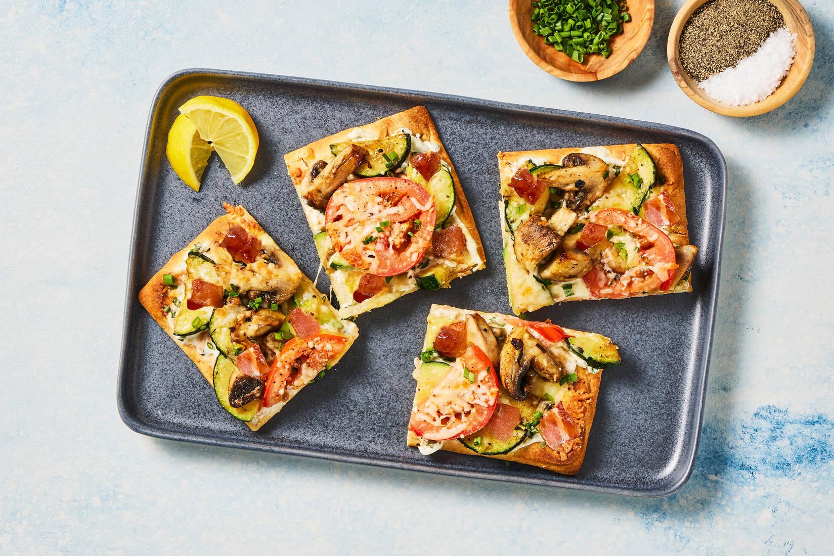 Cheesy Mushroom & Bacon Flatbreads