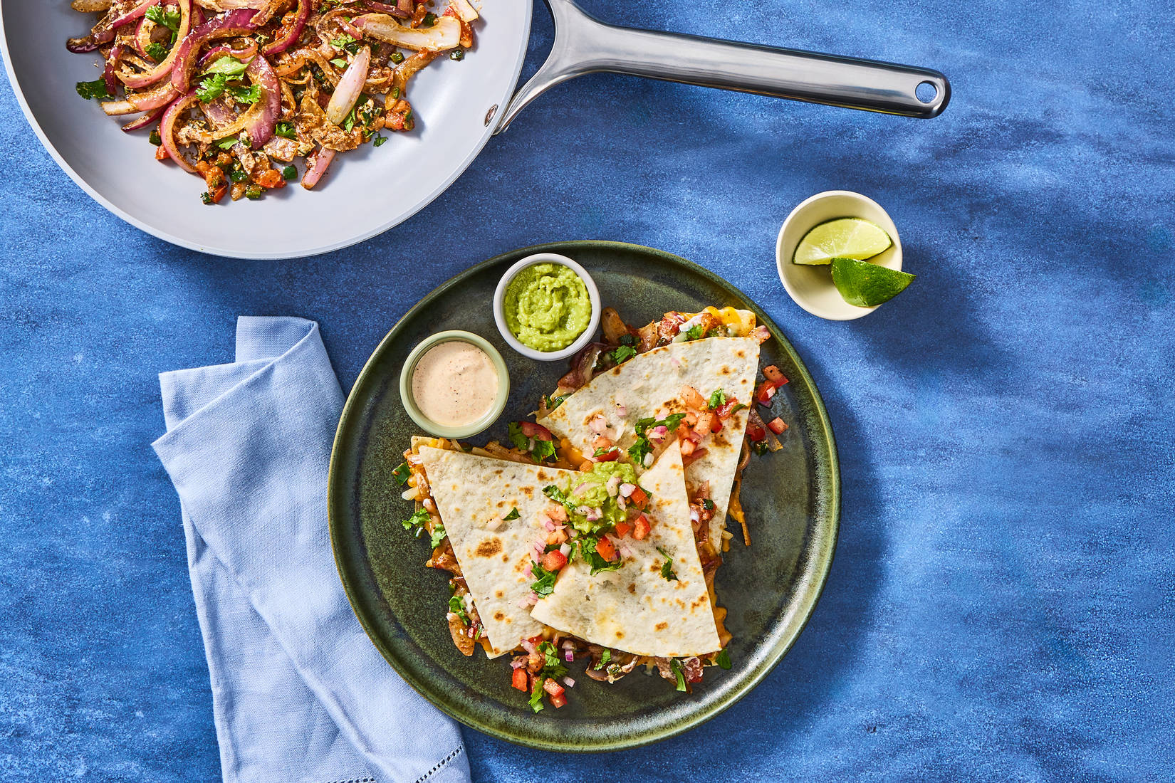 One-Pan Turkey  & Rajas Quesadillas
