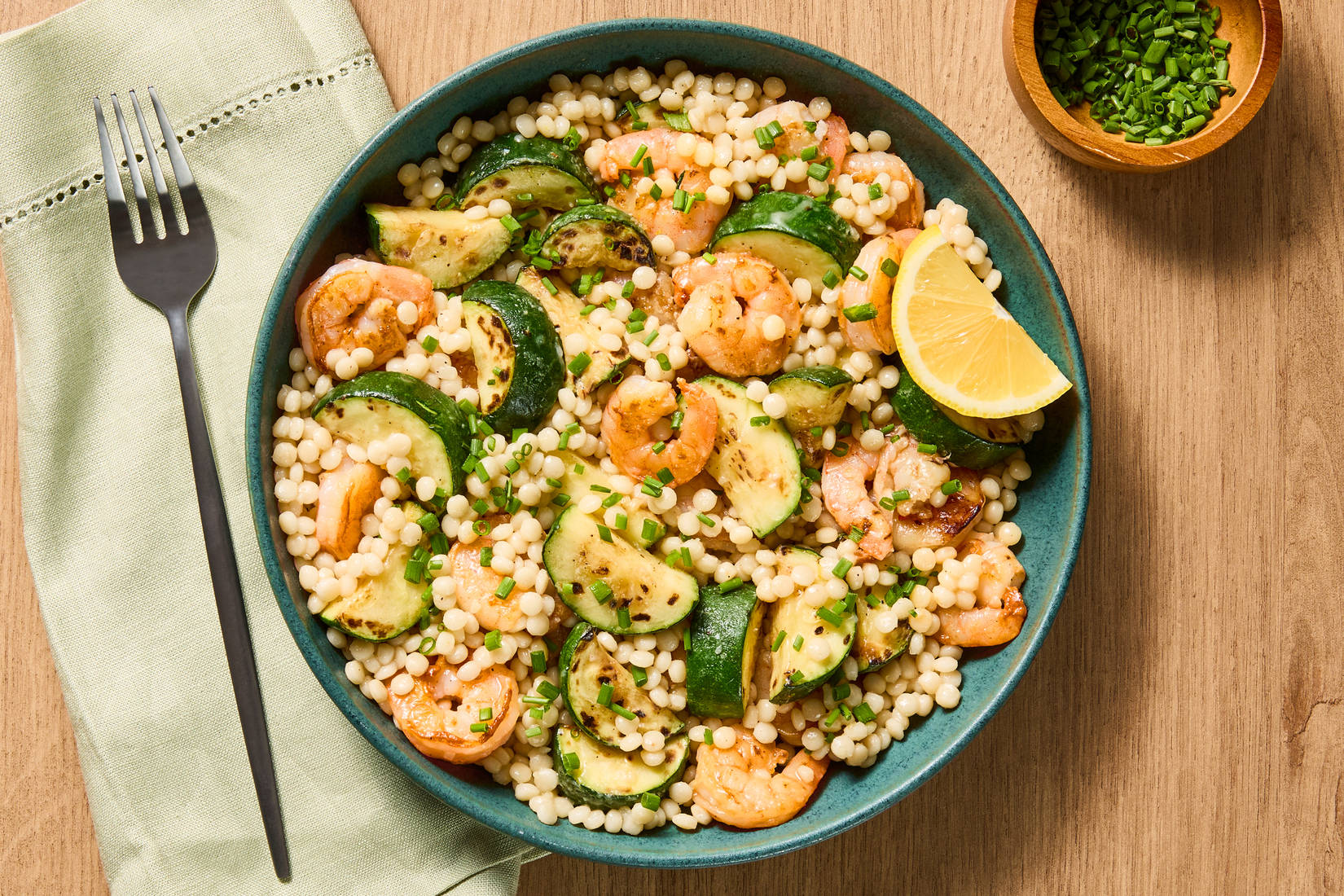 Lemony Shrimp & Zucchini Couscous