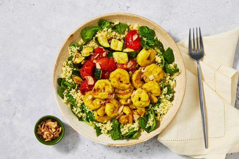 Repas futé : Double crevettes dorées et sauce à la noix de coco