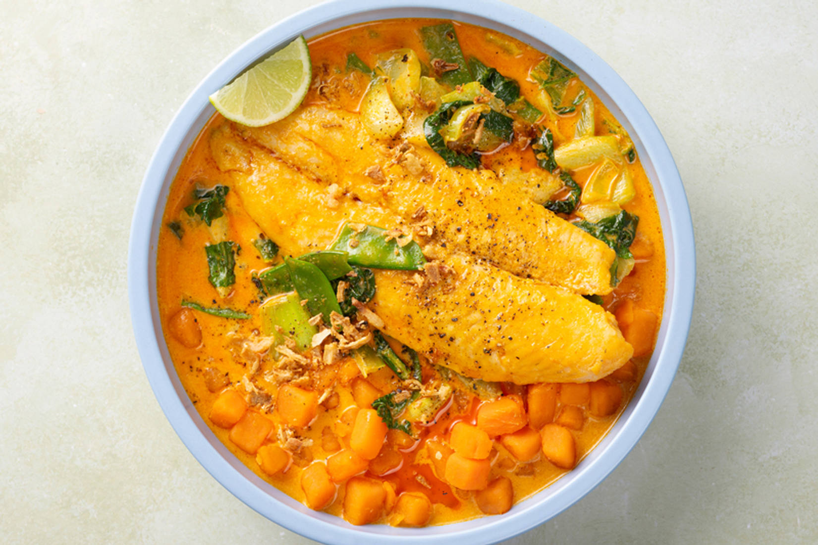 SuperQuick Golden Salmon-Vegetable Curry