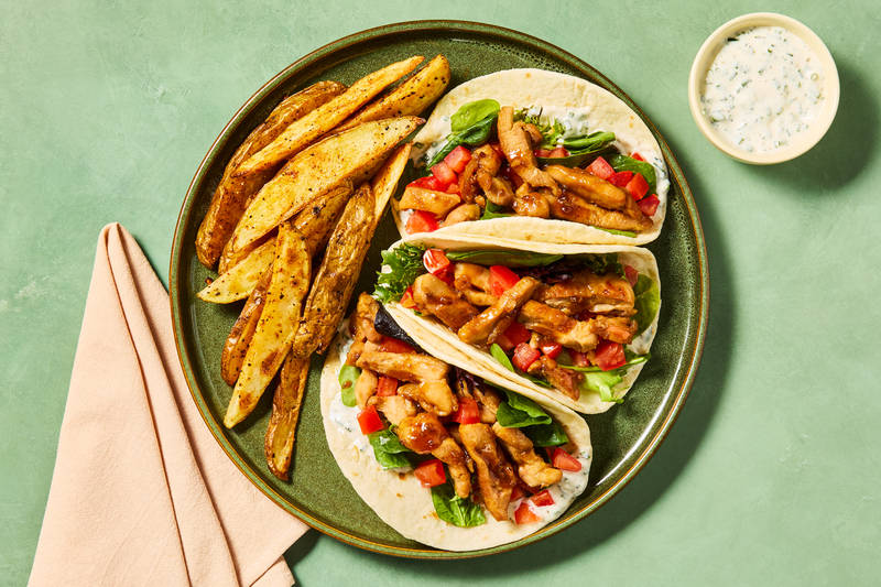 Wraps au poulet au miel et à l’ail