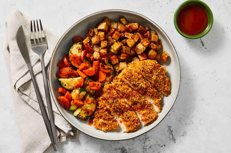 Dinde en croûte panko et miel piquant