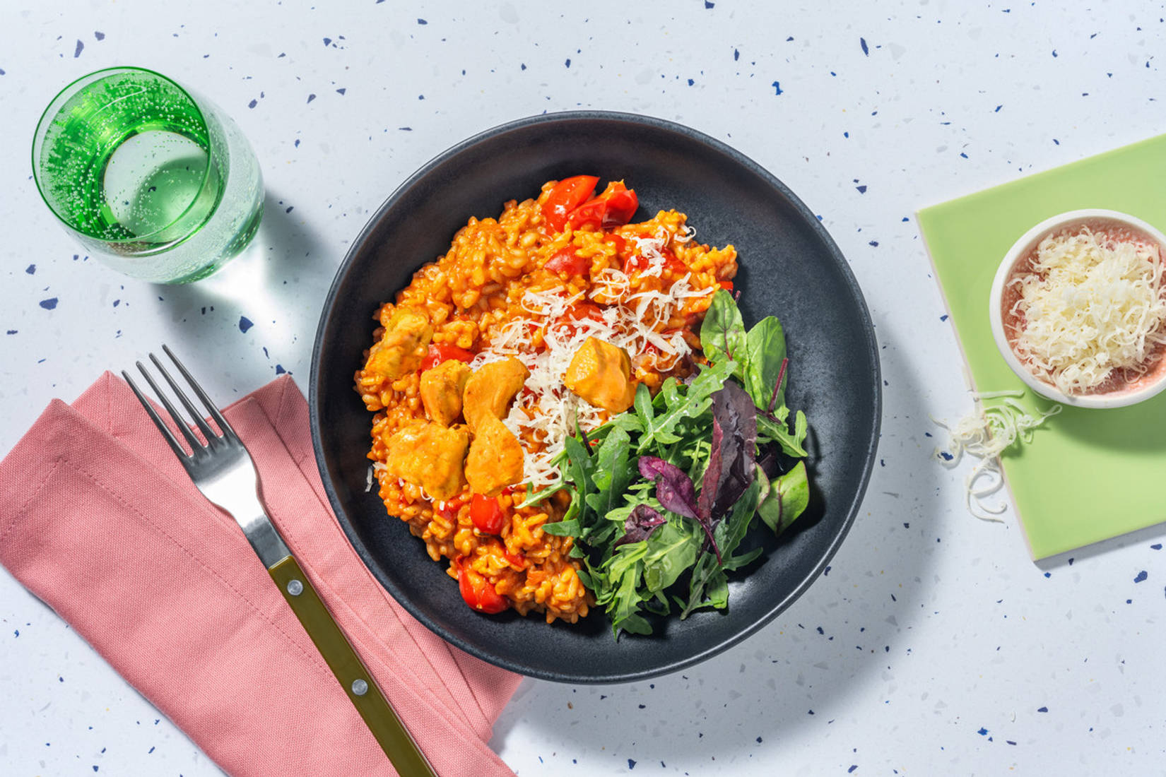 Super Cheesy Oven-Baked Chicken and Tomato Risotto