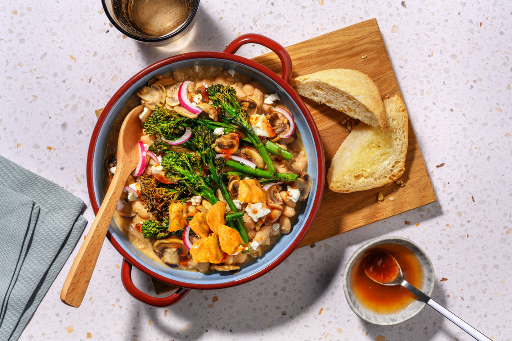 Garlic Chicken and Mushrooms on Creamy Cashew Butter Beans