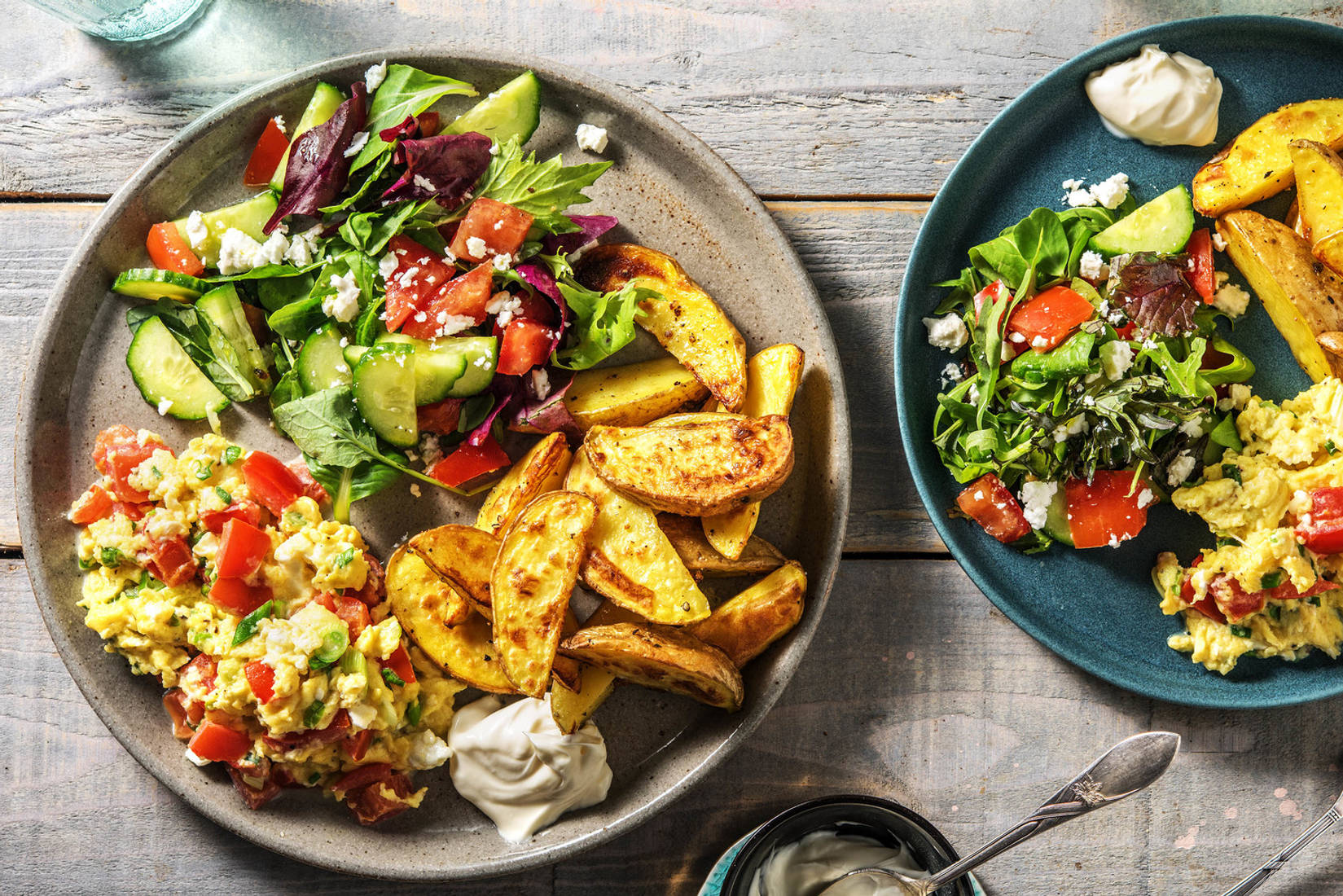 Roerei met tomaat en feta