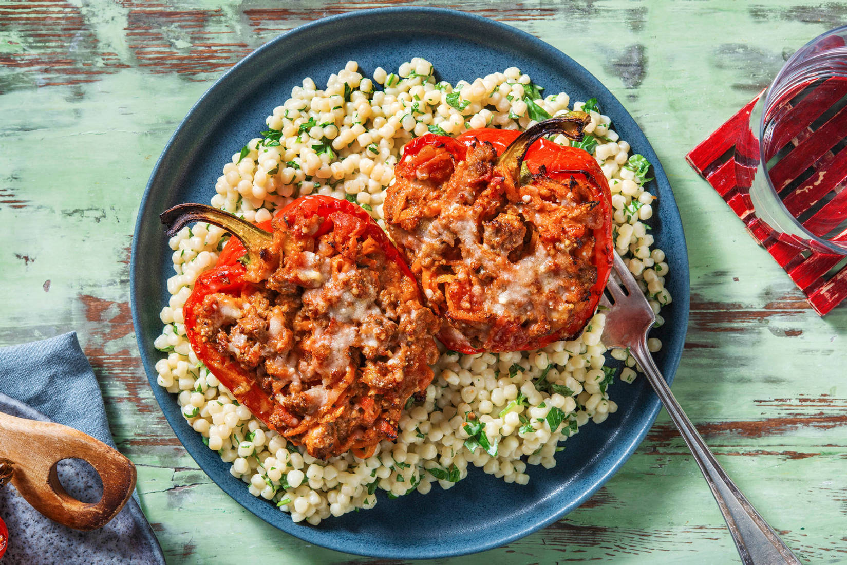 Blandfärsfyllda paprikor