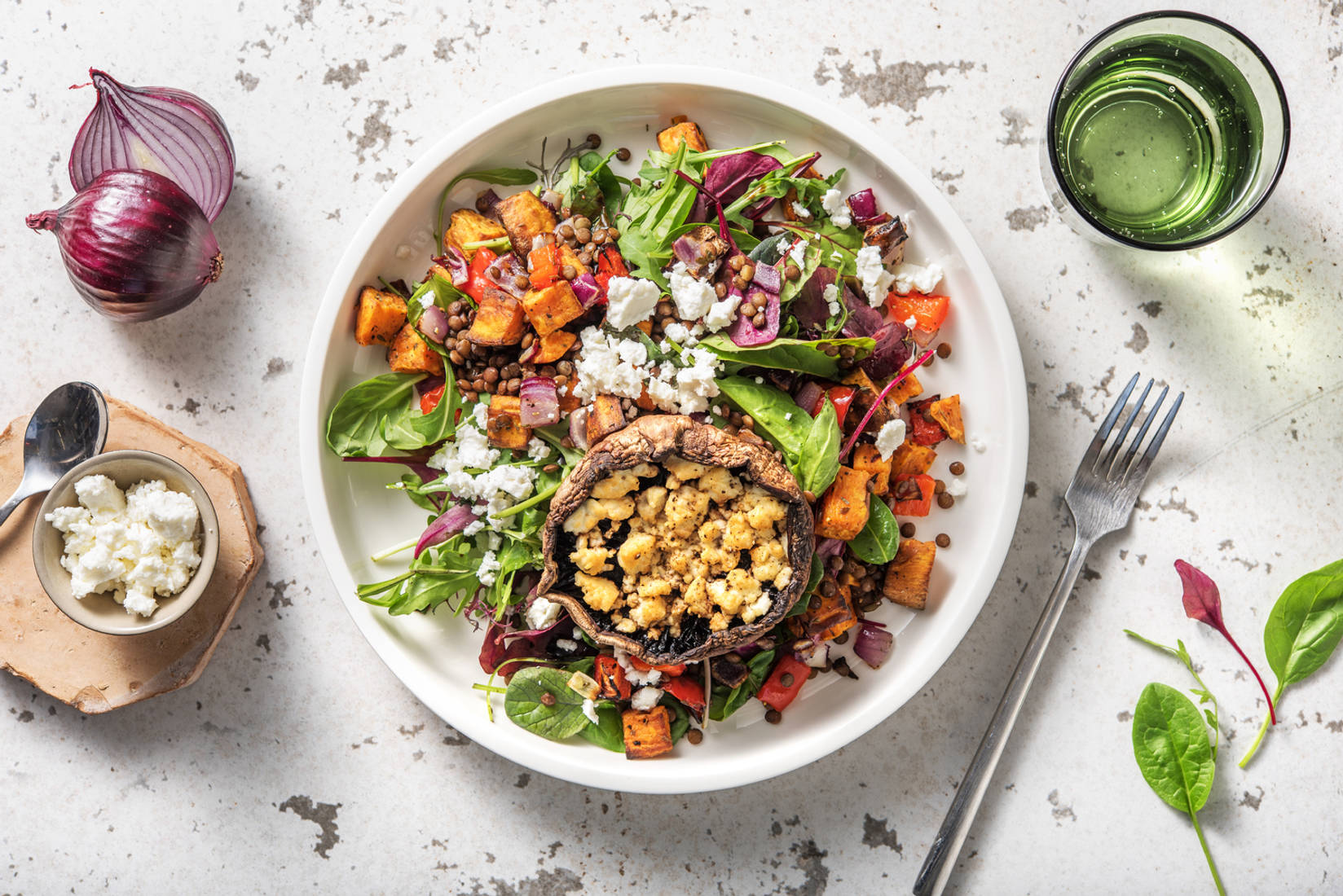 Salade de lentilles & légumes rôtis