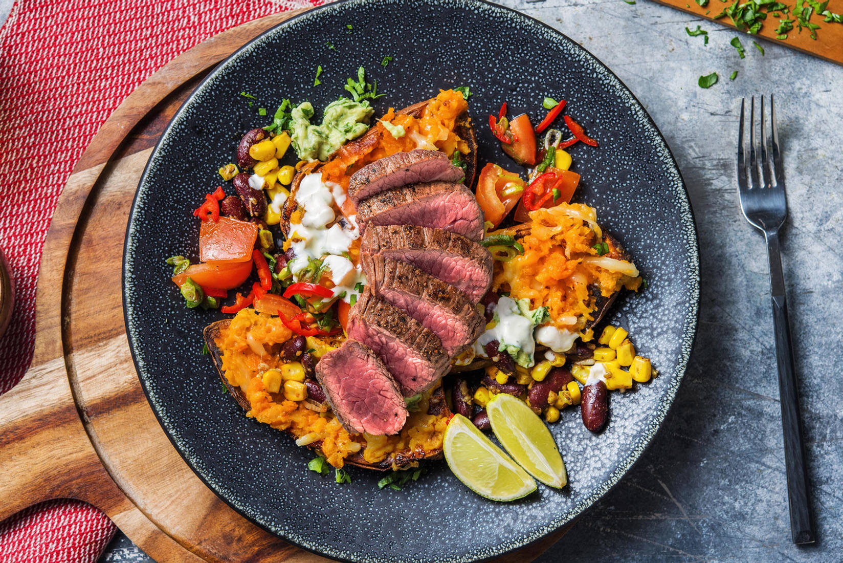 Mexikanische Süßkartoffel mit extra Rindersteak