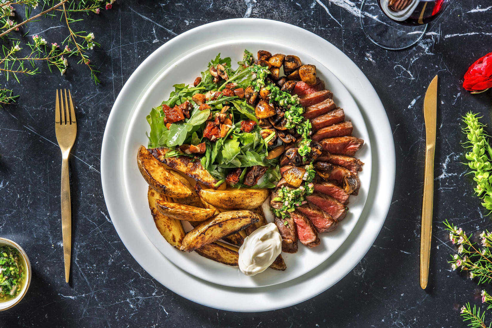 Rumsteak charolais & sauce chimichurri