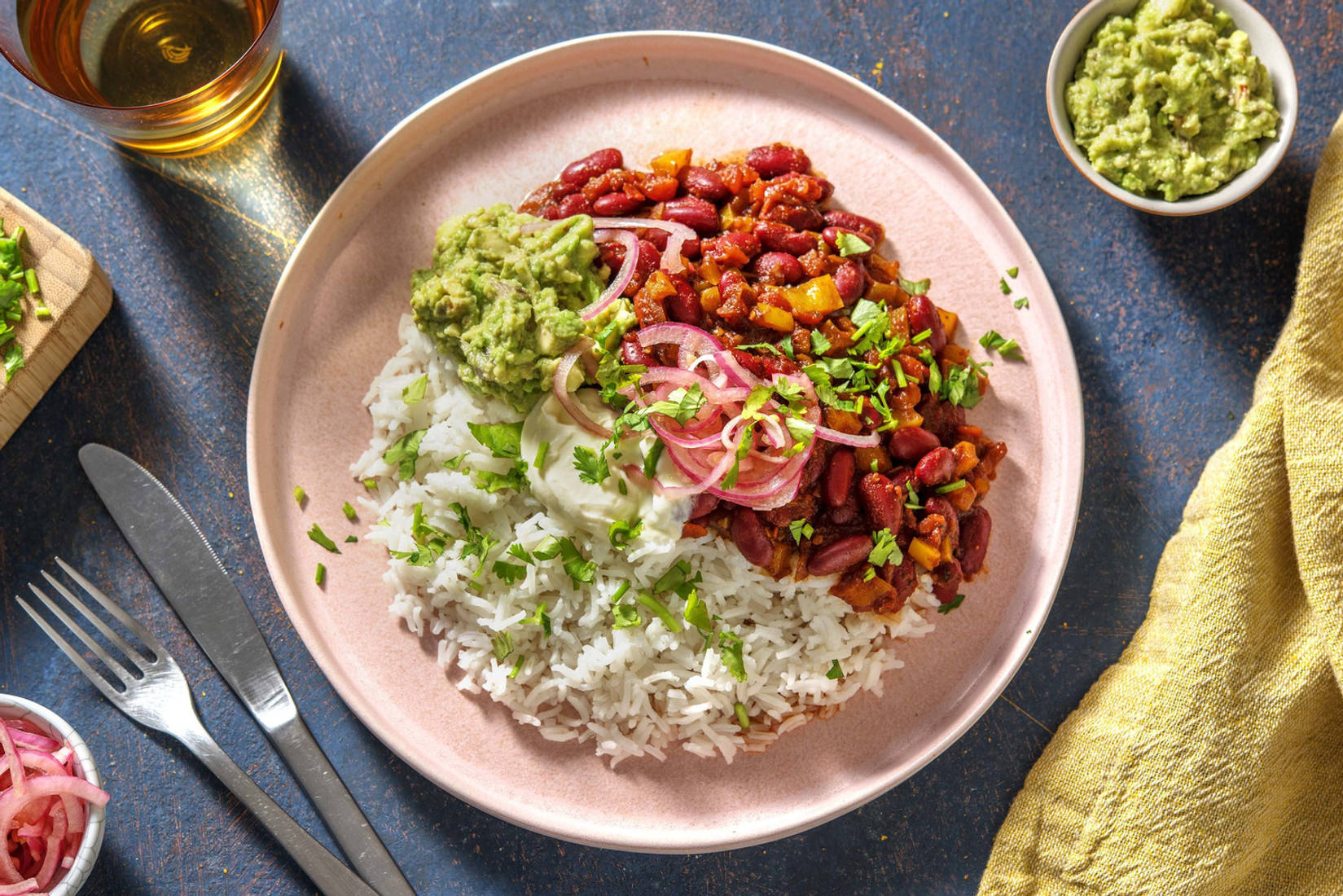 Chili sin carne & guacamole maison