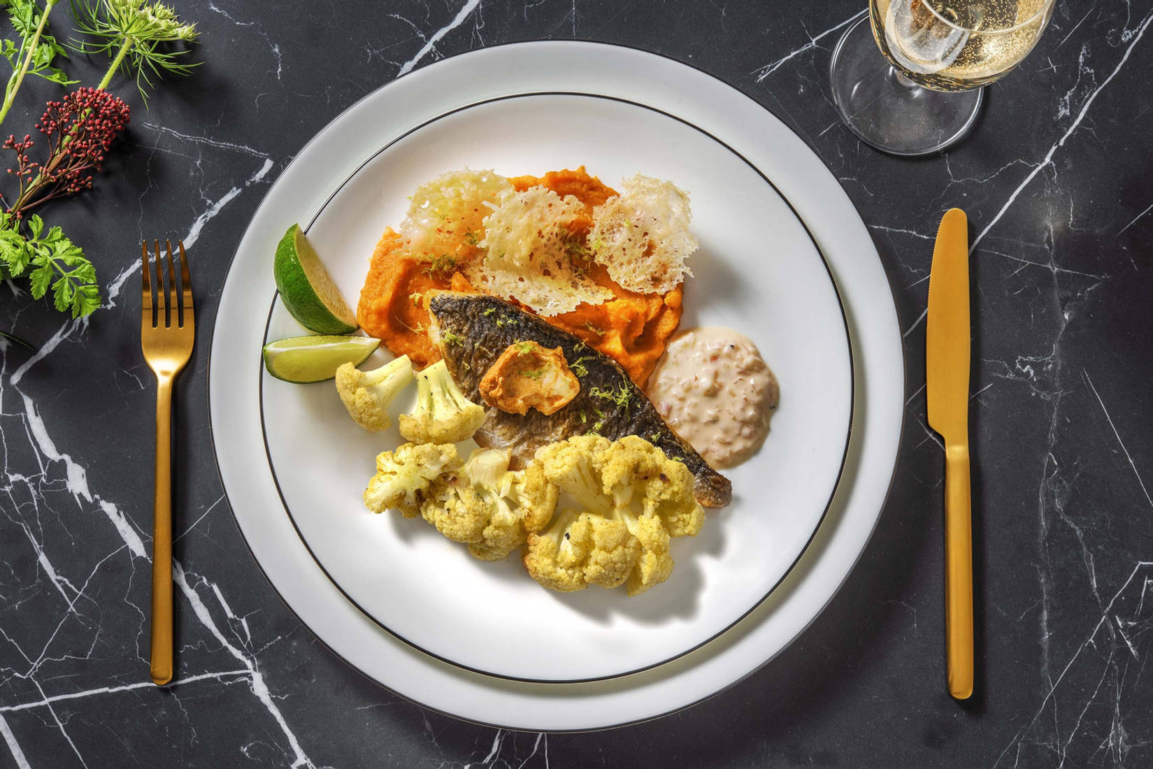 Daurade au beurre de paprika & tuile de parmesan