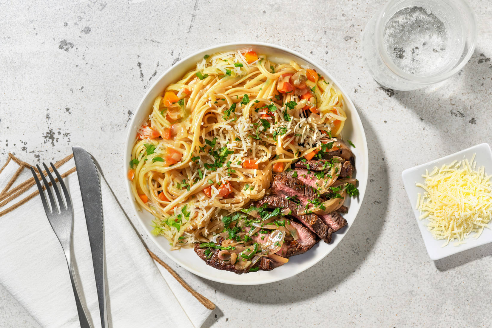 Pavé de bœuf sauce Bercy 