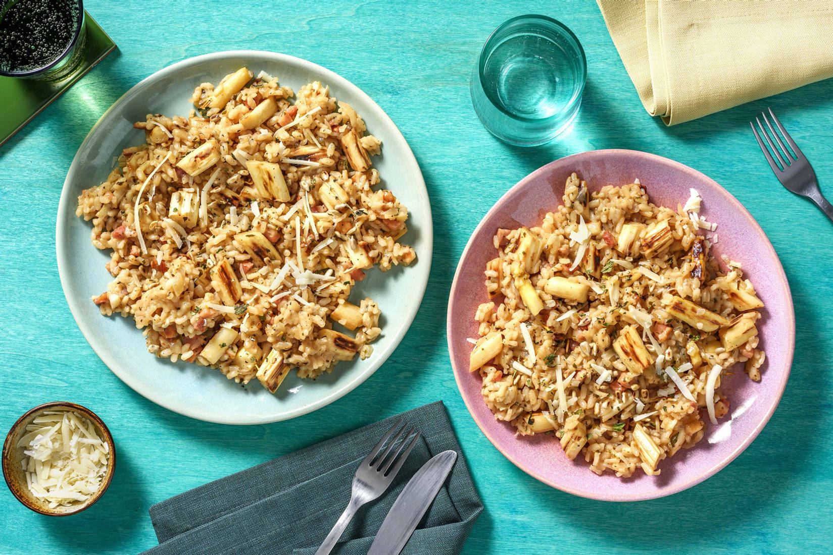 Risotto aux asperges & lardons fumés